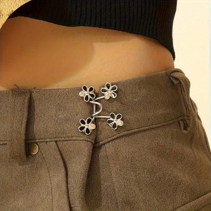 1Set/2/4Sets Flower Buckle Waist Tightener Removable Waist Buckle Pin Belt Accessory Pants Clip No-Sew Waist Tightener