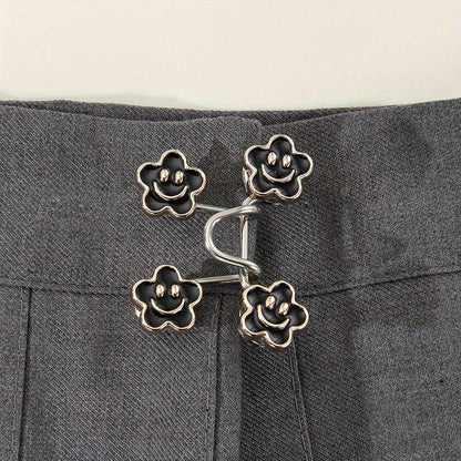 1Set/2/4Sets Flower Buckle Waist Tightener Removable Waist Buckle Pin Belt Accessory Pants Clip No-Sew Waist Tightener