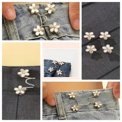 1Set/2/4Sets Flower Buckle Waist Tightener Removable Waist Buckle Pin Belt Accessory Pants Clip No-Sew Waist Tightener