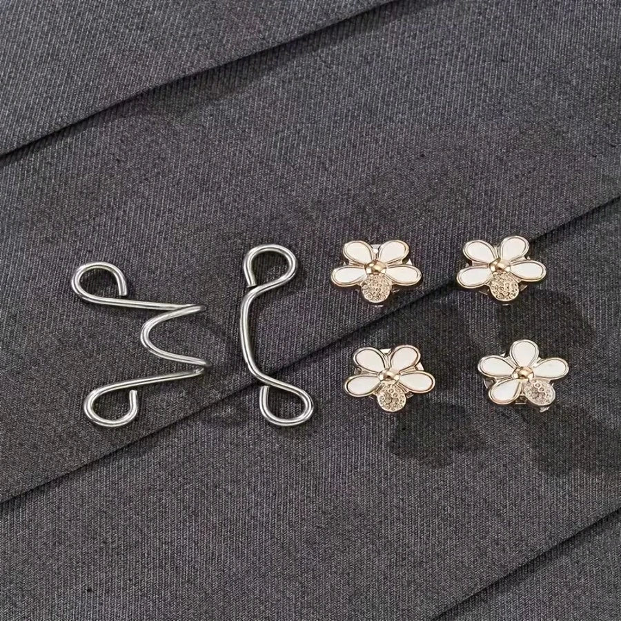 1Set/2/4Sets Flower Buckle Waist Tightener Removable Waist Buckle Pin Belt Accessory Pants Clip No-Sew Waist Tightener