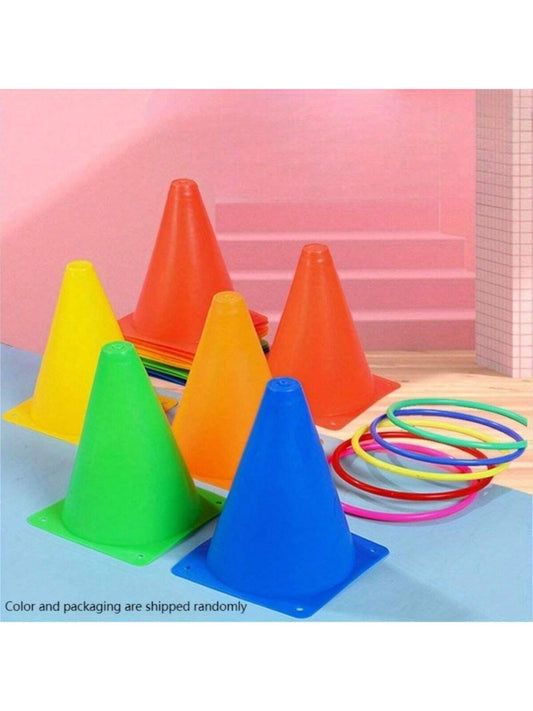 1set Creative Ice Cream Tube With Circular Throwing Toys, Sports Sensory Training With Colored Logo Barrels, Outdoor Games, Cone Throwing Interactive Games,Product Color And Packaging Are Shipped Rand