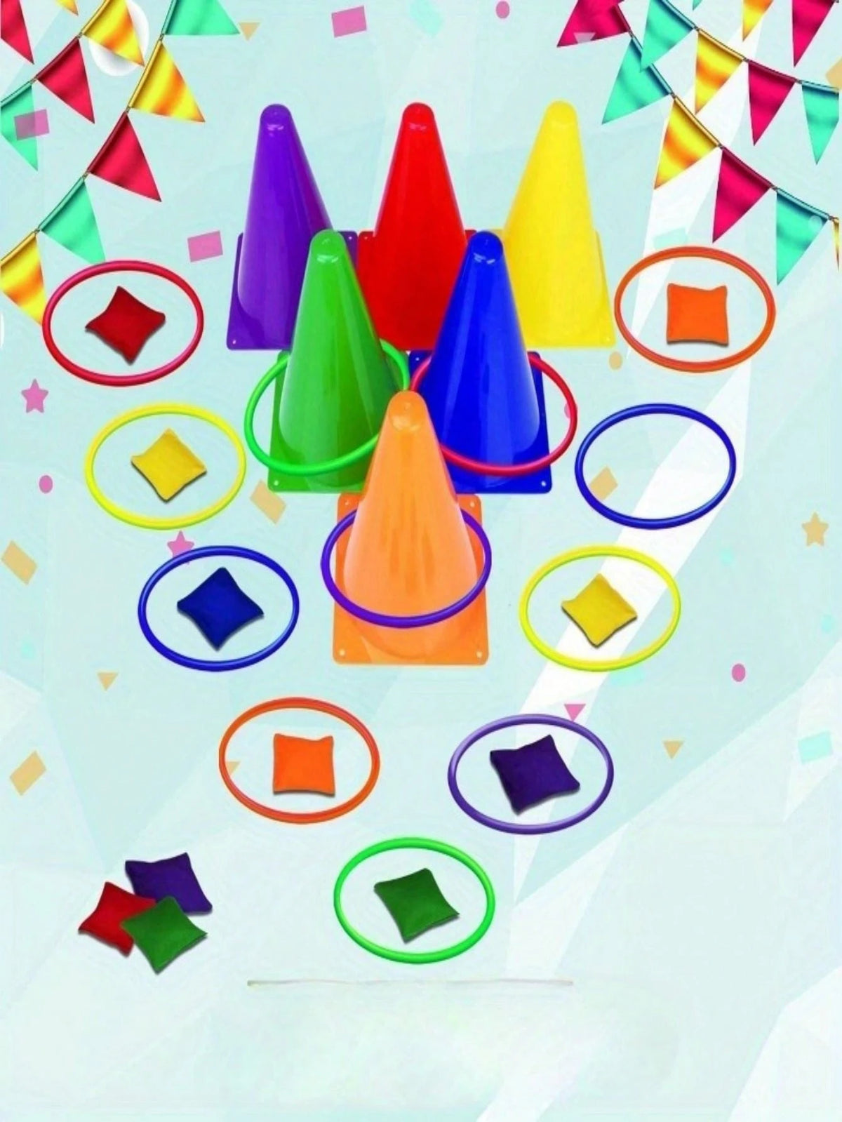 1set Creative Ice Cream Tube With Circular Throwing Toys, Sports Sensory Training With Colored Logo Barrels, Outdoor Games, Cone Throwing Interactive Games,Product Color And Packaging Are Shipped Rand