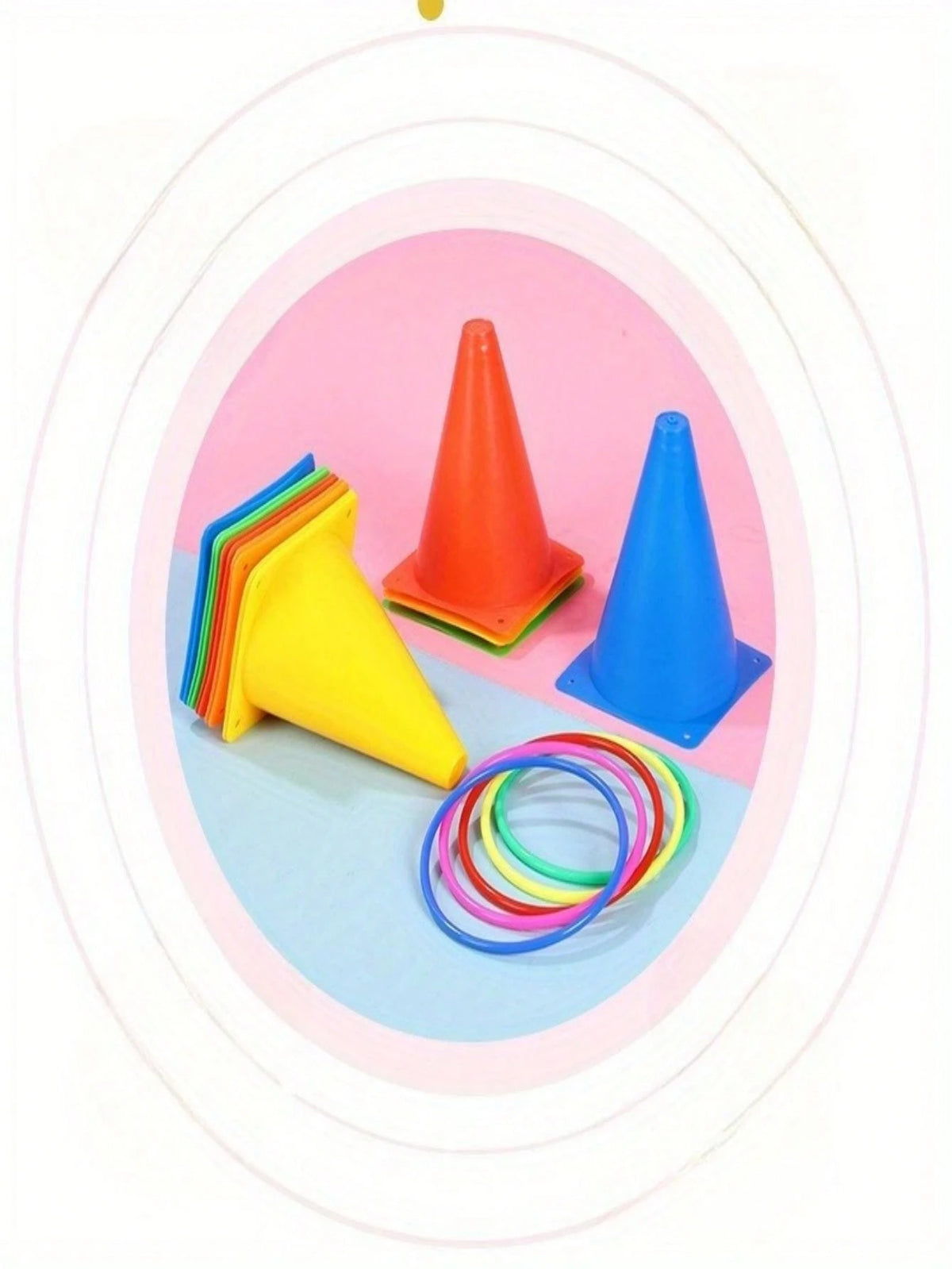 1set Creative Ice Cream Tube With Circular Throwing Toys, Sports Sensory Training With Colored Logo Barrels, Outdoor Games, Cone Throwing Interactive Games,Product Color And Packaging Are Shipped Rand