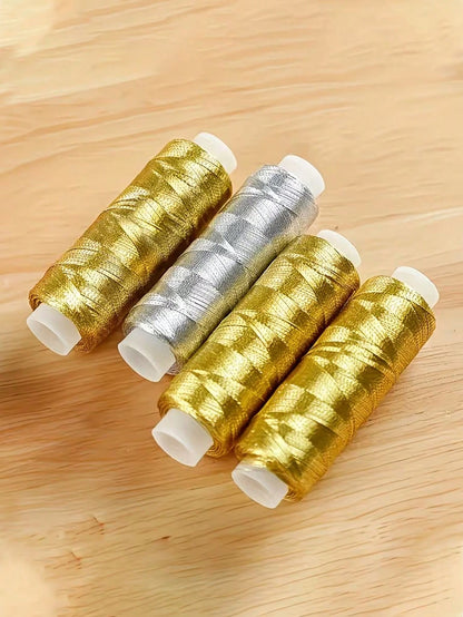 2/1pc Luxury Gold & Silver Thread 200 Yards, Shiny & Sparkling, Suitable For DIY Sewing, Embroidery And Quilting Crafts, Christmas/Back To School/Valentine's Day