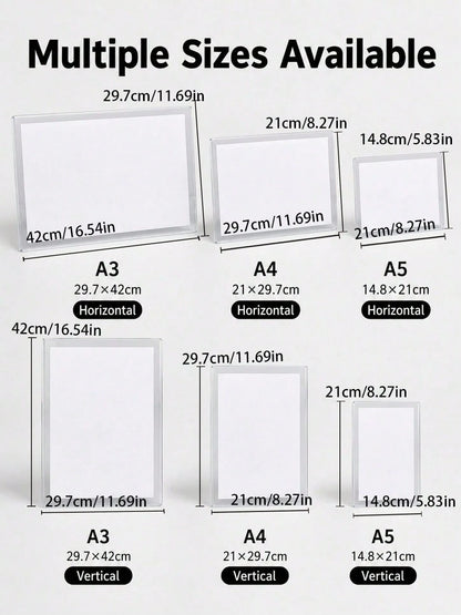 2/3/5/10pcs (With Adhesive) Hollow Transparent Acrylic Schedule Planner Display Stand & To-Do List Frame, A4 Reusable Dry-Erase Chore Chart Holder, Aesthetic Desktop Decor, Suitable For Room Decoratio
