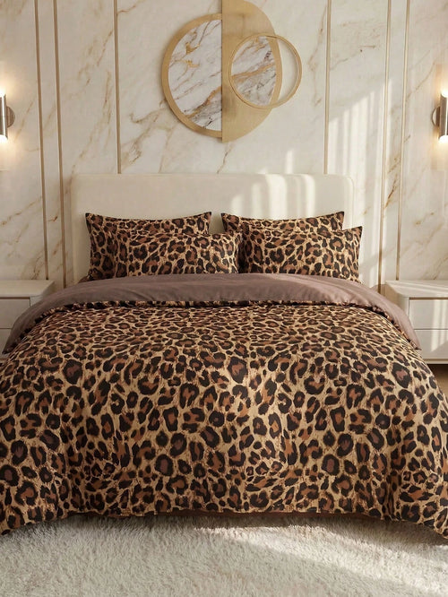 2/3pcs Leopard Print Duvet Cover Set, Bedding, Cozy Room Decor, Breathable Soft Anti-Pilling, Includes Duvet Cover And Pillowcases, No Duvet Insert, Suitable For Twin/Full/Queen/King Bed, Home Textile