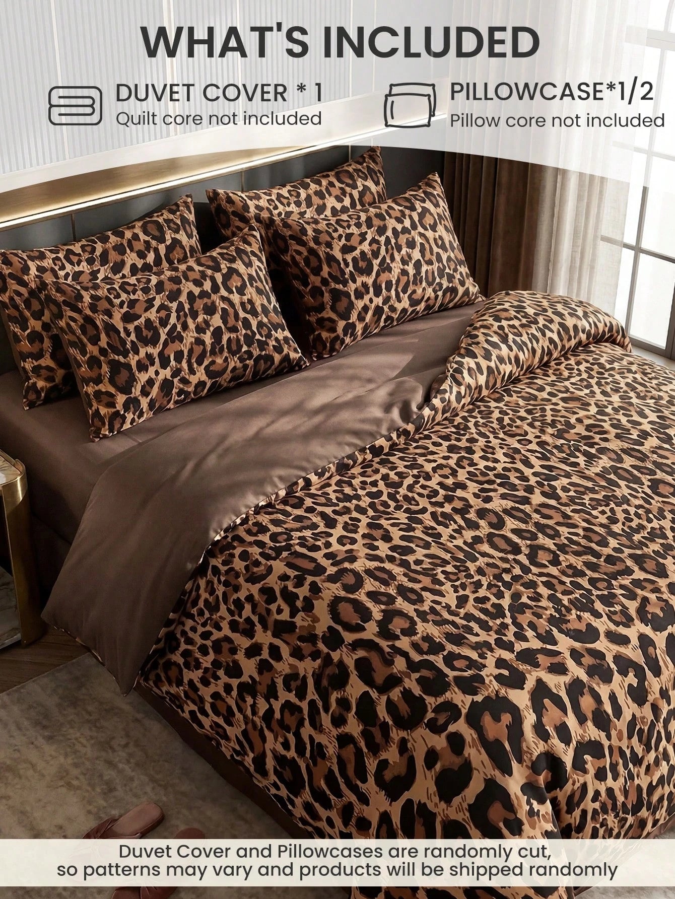 2/3pcs Leopard Print Duvet Cover Set, Bedding, Cozy Room Decor, Breathable Soft Anti-Pilling, Includes Duvet Cover And Pillowcases, No Duvet Insert, Suitable For Twin/Full/Queen/King Bed, Home Textile