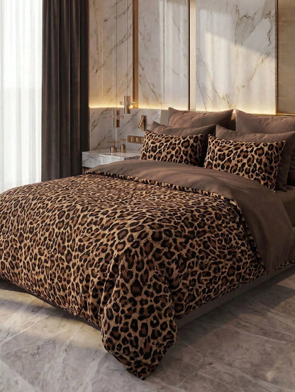 2/3pcs Leopard Print Duvet Cover Set, Bedding, Cozy Room Decor, Breathable Soft Anti-Pilling, Includes Duvet Cover And Pillowcases, No Duvet Insert, Suitable For Twin/Full/Queen/King Bed, Home Textile