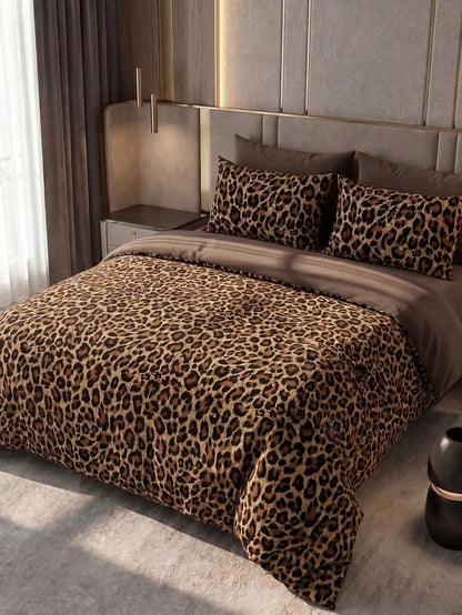 2/3pcs Leopard Print Duvet Cover Set, Bedding, Cozy Room Decor, Breathable Soft Anti-Pilling, Includes Duvet Cover And Pillowcases, No Duvet Insert, Suitable For Twin/Full/Queen/King Bed, Home Textile