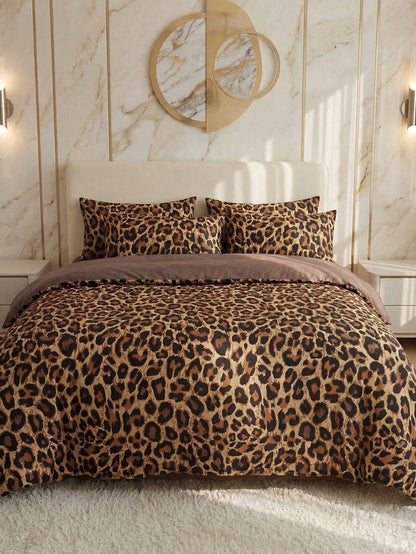2/3pcs Leopard Print Duvet Cover Set, Bedding, Cozy Room Decor, Breathable Soft Anti-Pilling, Includes Duvet Cover And Pillowcases, No Duvet Insert, Suitable For Twin/Full/Queen/King Bed, Home Textile