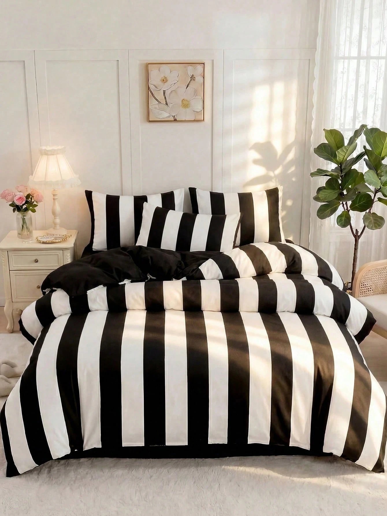 2/3pcs Striped Duvet Cover Set, Bedding, Cozy Room Decor, Skin-Friendly Breathable, Super Soft Anti-Pilling, Duvet Cover And Pillowcase, No Duvet Insert, Suitable For Single/Double/Queen/King Bed, All