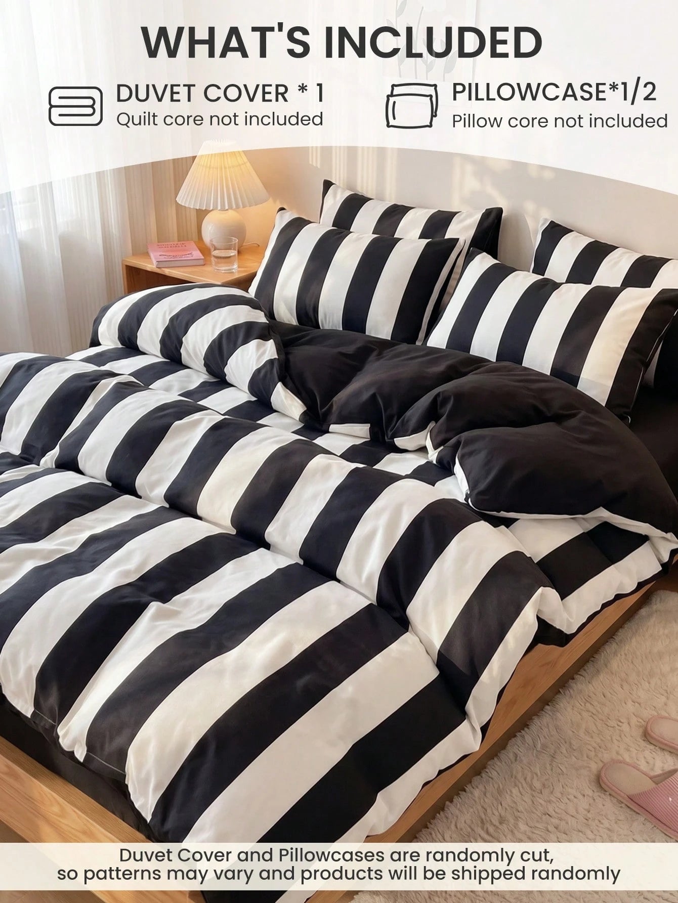 2/3pcs Striped Duvet Cover Set, Bedding, Cozy Room Decor, Skin-Friendly Breathable, Super Soft Anti-Pilling, Duvet Cover And Pillowcase, No Duvet Insert, Suitable For Single/Double/Queen/King Bed, All