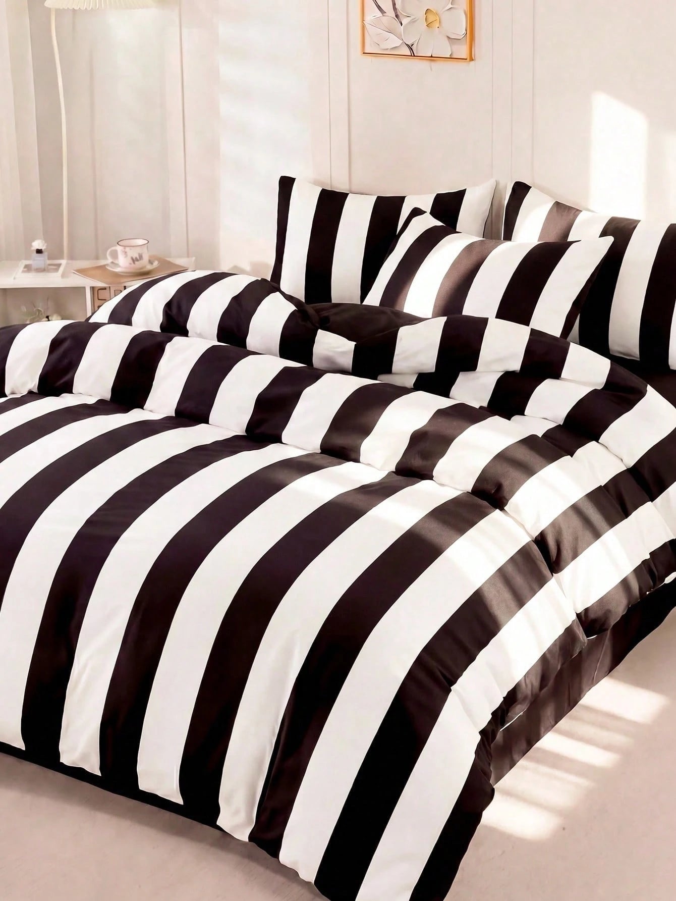 2/3pcs Striped Duvet Cover Set, Bedding, Cozy Room Decor, Skin-Friendly Breathable, Super Soft Anti-Pilling, Duvet Cover And Pillowcase, No Duvet Insert, Suitable For Single/Double/Queen/King Bed, All