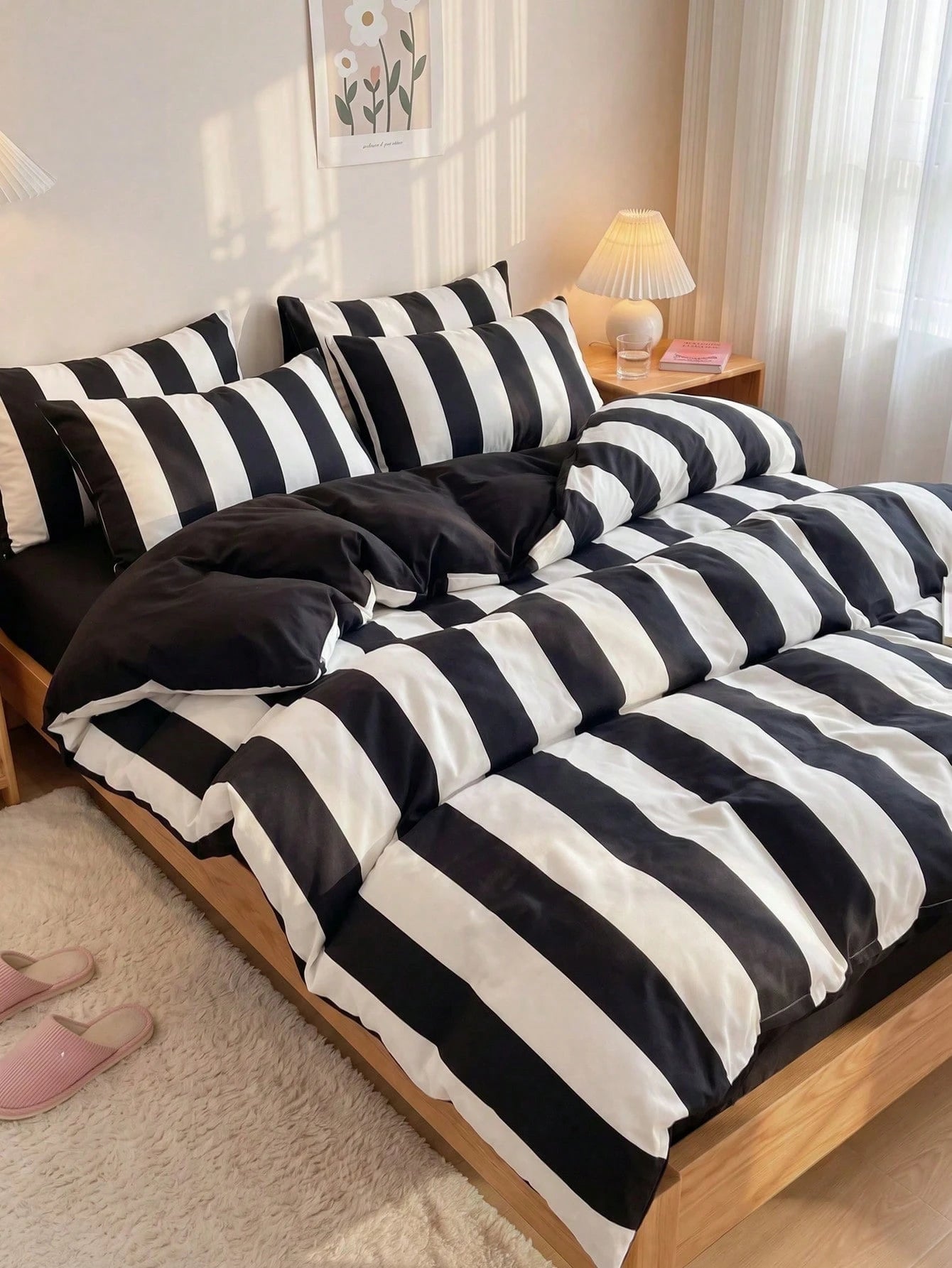2/3pcs Striped Duvet Cover Set, Bedding, Cozy Room Decor, Skin-Friendly Breathable, Super Soft Anti-Pilling, Duvet Cover And Pillowcase, No Duvet Insert, Suitable For Single/Double/Queen/King Bed, All