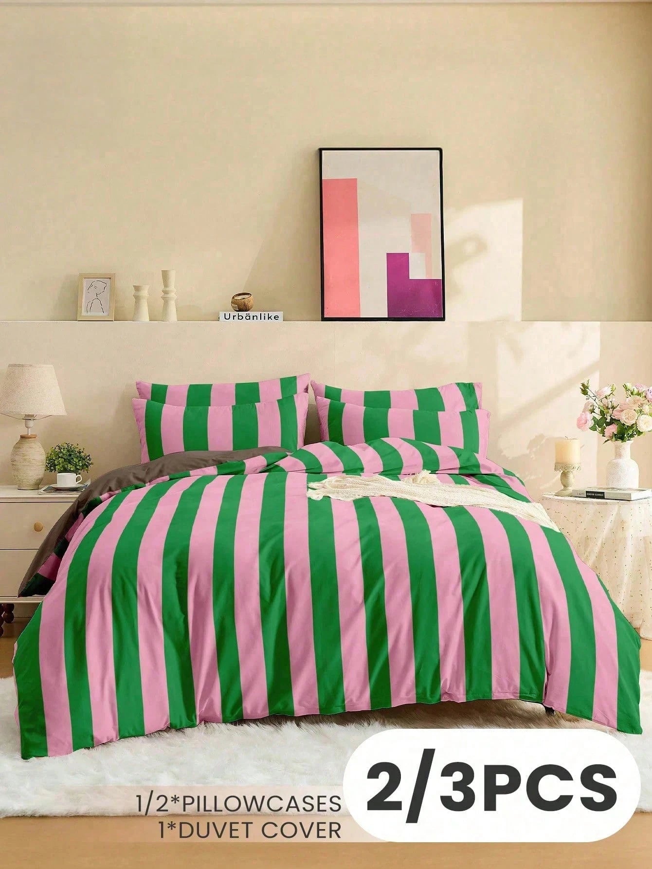 2/3pcs Striped Duvet Cover Set, Bedding, Cozy Room Decor, Skin-Friendly Breathable, Super Soft Anti-Pilling, Duvet Cover And Pillowcase, No Duvet Insert, Suitable For Single/Double/Queen/King Bed, All