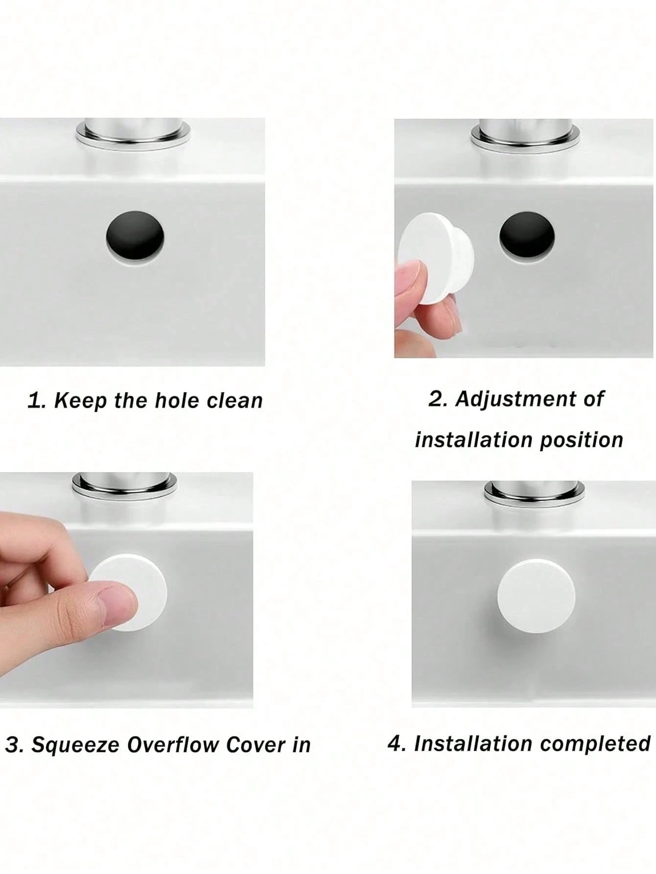 2/4/6/8pcs Plastic Sink Hole Overflow Cover For Kitchen & Bathroom, Basinim Bathtub Drain Stopper, Circular Basin Overflow Ring (Suitable For Aperture 22-24mm), Party, Wedding, Easter, Mother's Day, F