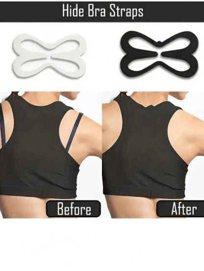 2/4/6pcs Flower, Butterfly, Heart, Geometric Pattern (ABS Resin) Bra Strap Clips, Adjustable Invisible Bra Strap Buckles For All Seasons (Random 6pcs, One Size)