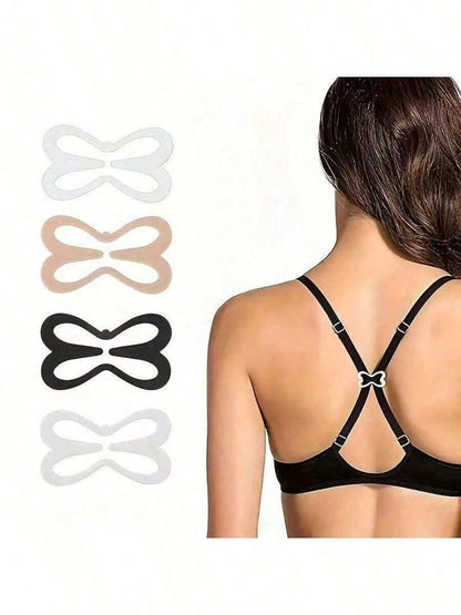 2/4/6pcs Flower, Butterfly, Heart, Geometric Pattern (ABS Resin) Bra Strap Clips, Adjustable Invisible Bra Strap Buckles For All Seasons (Random 6pcs, One Size)