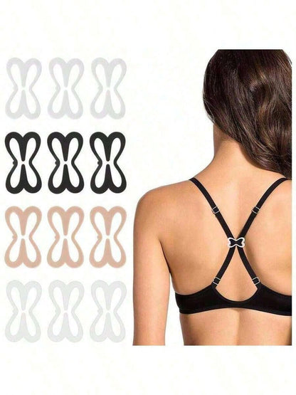 2/4/6pcs Flower, Butterfly, Heart, Geometric Pattern (ABS Resin) Bra Strap Clips, Adjustable Invisible Bra Strap Buckles For All Seasons (Random 6pcs, One Size)