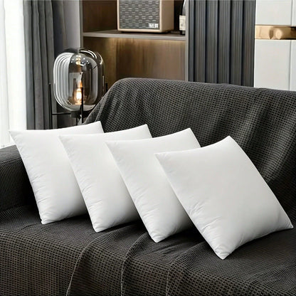 2/4-Piece Soft And Fluffy White Square Filler Pillow Inserts, Hypoallergenic 100% Fiber-Filled Core, Luxury Hotel Collection Standard, Machine Washable, Suitable For Living Room, Bedroom, Sofa Cushion