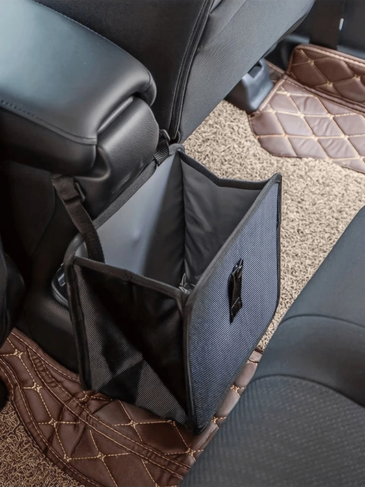 2 Gallon Waterproof Black Trash Can- Hanging Armrest Box Garbage Bin, Suitable For Car Interior- Fits All Models- Multifunctional Practical Car Interior Storage Bag