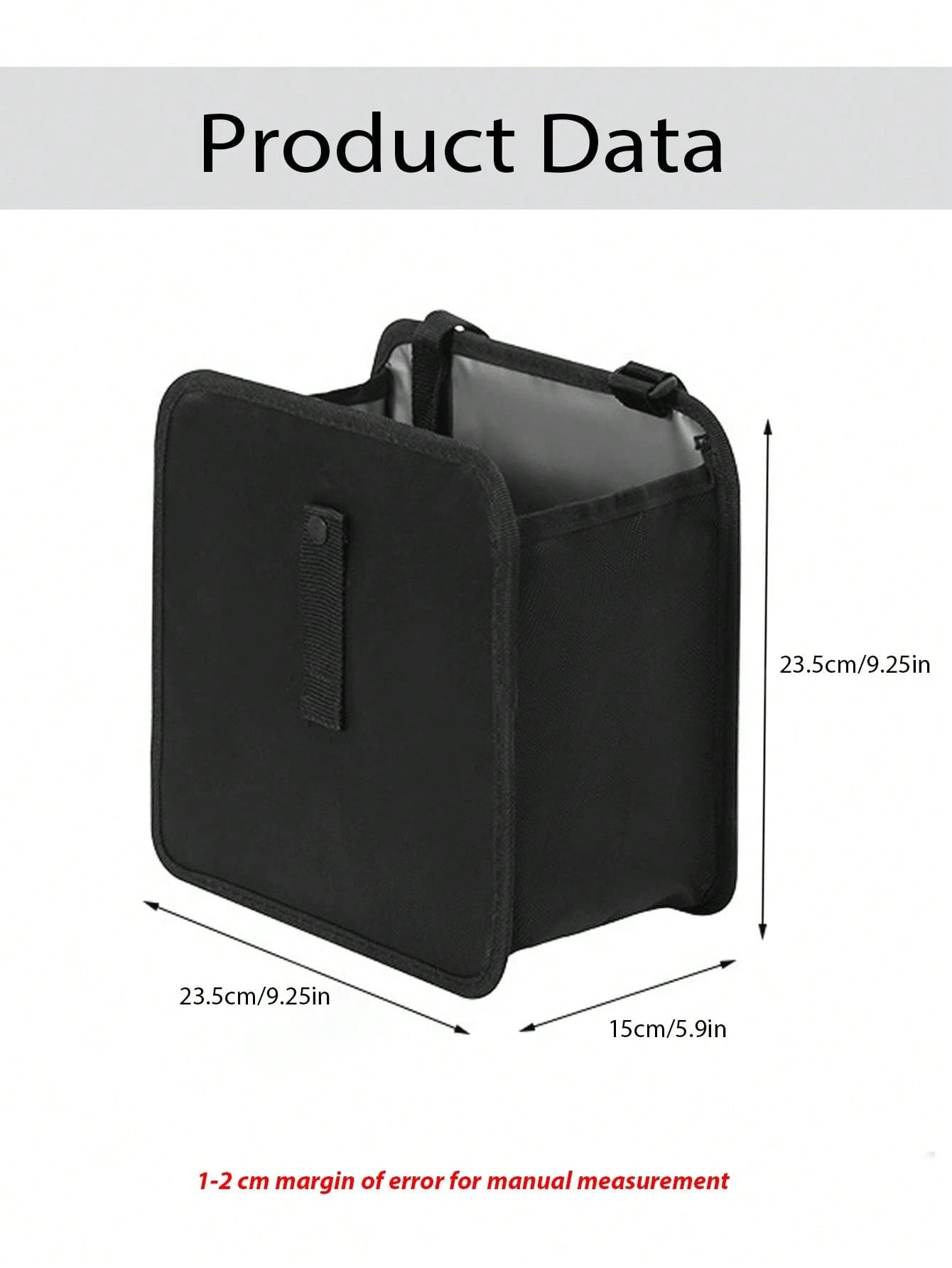 2 Gallon Waterproof Black Trash Can- Hanging Armrest Box Garbage Bin, Suitable For Car Interior- Fits All Models- Multifunctional Practical Car Interior Storage Bag