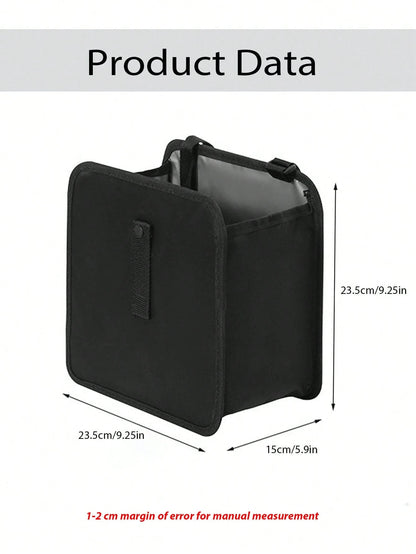 2 Gallon Waterproof Black Trash Can- Hanging Armrest Box Garbage Bin, Suitable For Car Interior- Fits All Models- Multifunctional Practical Car Interior Storage Bag