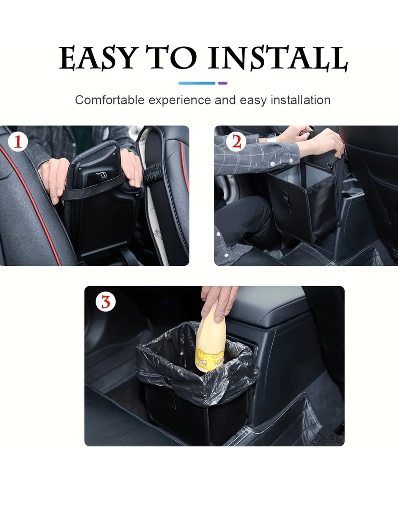 2 Gallon Waterproof Black Trash Can- Hanging Armrest Box Garbage Bin, Suitable For Car Interior- Fits All Models- Multifunctional Practical Car Interior Storage Bag