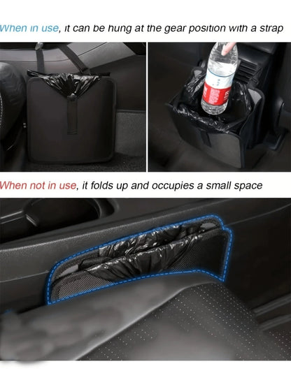 2 Gallon Waterproof Black Trash Can- Hanging Armrest Box Garbage Bin, Suitable For Car Interior- Fits All Models- Multifunctional Practical Car Interior Storage Bag