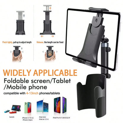 2-In-1 Car Cup Holder Phone & Tablet Mount, Adjustable Height & 360° Rotation, Universal Cup Holder Tablet Expander, Fits SUV, Truck, RV, Compatible With 3 To 4.3 Inch Diameter Cup Holders, Holiday Ca