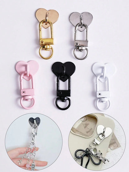 2-In-1 Phone Case Accessory: Heart-Shaped Sticker + Lanyard Hook, DIY Phone Lanyard, Metal Alloy Material With Strong Adhesive, Suitable For Phone Cases, Bags, Accessories, Handmade Keychain Decoratio