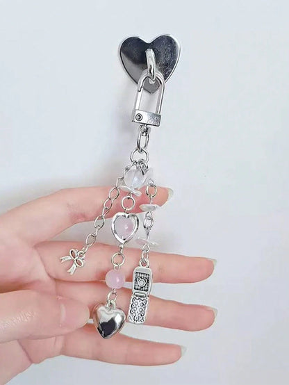 2-In-1 Phone Case Accessory: Heart-Shaped Sticker + Lanyard Hook, DIY Phone Lanyard, Metal Alloy Material With Strong Adhesive, Suitable For Phone Cases, Bags, Accessories, Handmade Keychain Decoratio
