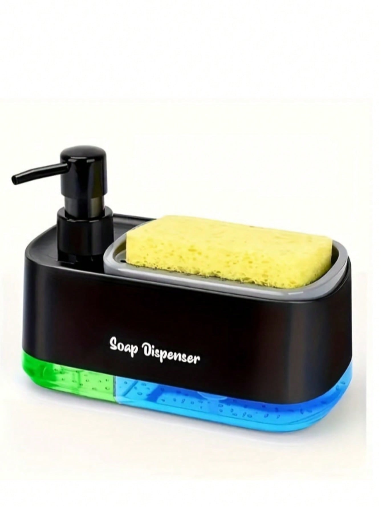2-In-1 Soap Dispenser & Sponge Holder, Kitchen Dishwashing Liquid Pump Bottle, Multifunctional Cleaning Supplies Organizer For Kitchen And Bathroom