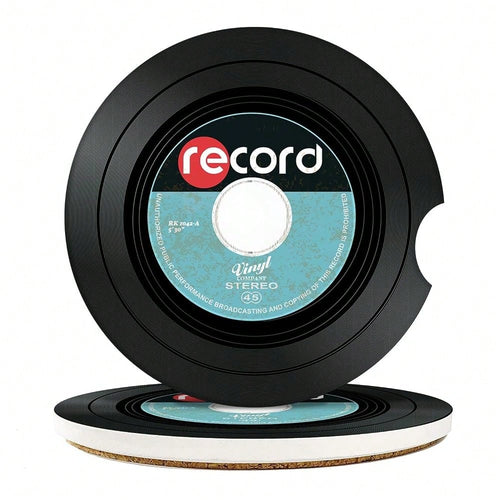 2 Pack Car Coaster, Absorbent Ceramic Stone Cork Base Drink Coasters 2.6 Inch, Music Rock Roll Disco Beer Auto Accessories Cup Holders