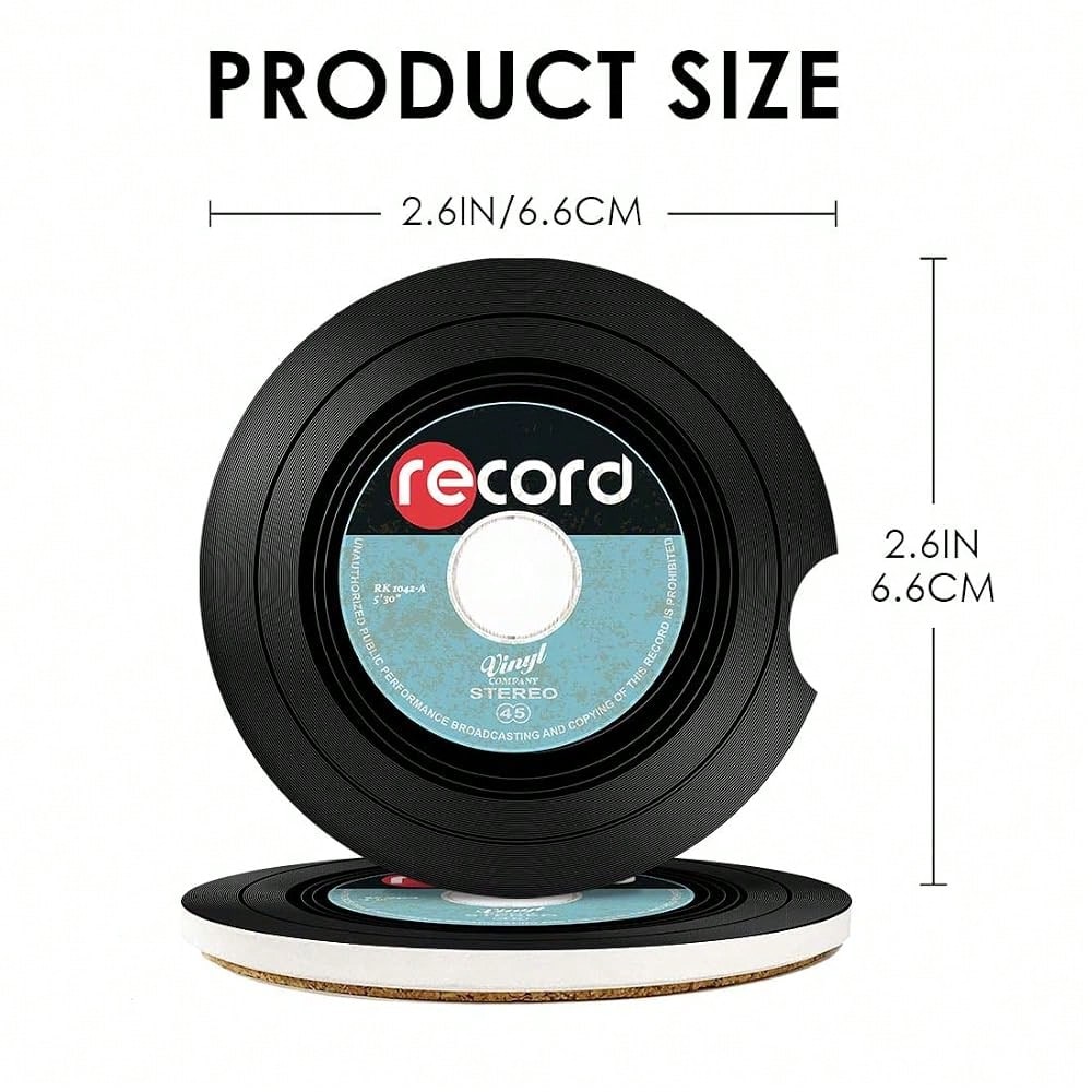 2 Pack Car Coaster, Absorbent Ceramic Stone Cork Base Drink Coasters 2.6 Inch, Music Rock Roll Disco Beer Auto Accessories Cup Holders