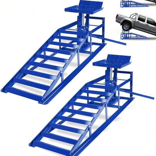 2 Pack Hydraulic Car Ramps 5T 11000lbs Low Profile Car Lift Service Ramps For Home Garage Truck Trailer, Adjustable Height Hydraulic Vehicle Ramps
