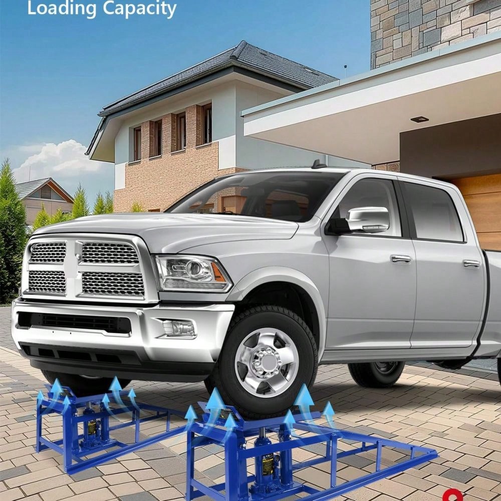 2 Pack Hydraulic Car Ramps 5T 11000lbs Low Profile Car Lift Service Ramps For Home Garage Truck Trailer, Adjustable Height Hydraulic Vehicle Ramps