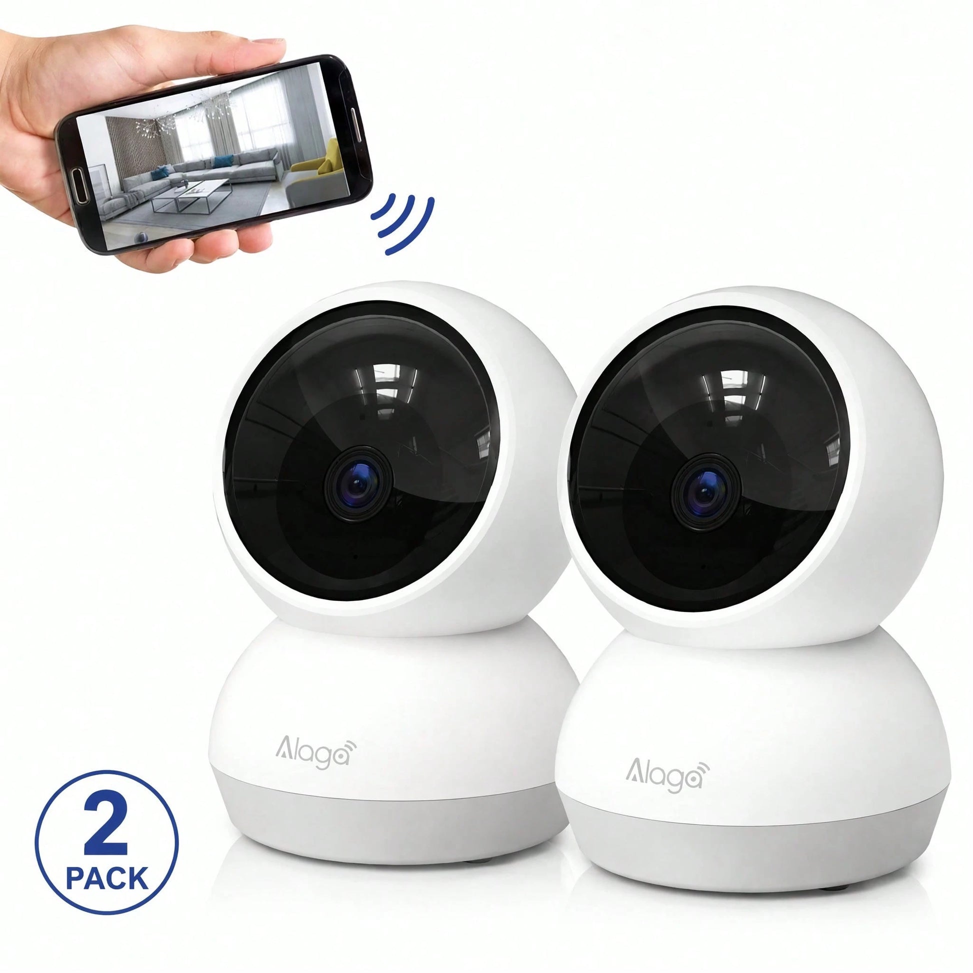2-Pack Indoor Smart Pan-Tilt Camera; Features 5G/2.4G Dual-Band Wi-Fi, Two-Way Audio, Night Vision, Remote App Control, And Human Motion Detection.