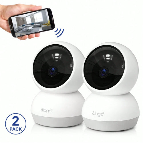 2-Pack Indoor Smart Pan-Tilt Camera; Features 5G/2.4G Dual-Band Wi-Fi, Two-Way Audio, Night Vision, Remote App Control, And Human Motion Detection.