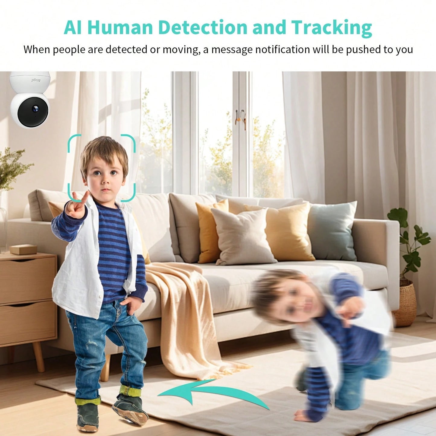 2-Pack Indoor Smart Pan-Tilt Camera; Features 5G/2.4G Dual-Band Wi-Fi, Two-Way Audio, Night Vision, Remote App Control, And Human Motion Detection.