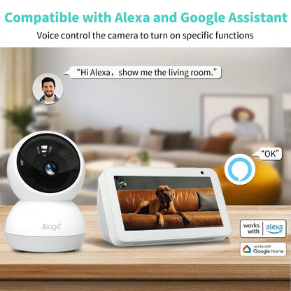 2-Pack Indoor Smart Pan-Tilt Camera; Features 5G/2.4G Dual-Band Wi-Fi, Two-Way Audio, Night Vision, Remote App Control, And Human Motion Detection.