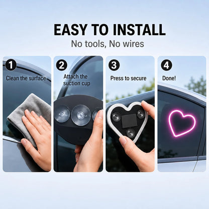2-Pack LED Heart-Shaped Lights, 4 Colors, Romantic Ambient Lamp For Car, Bedroom, Party, USB/Solar Powered, Easy Installation, Perfect Gift For Couples, Women & Valentine's Day