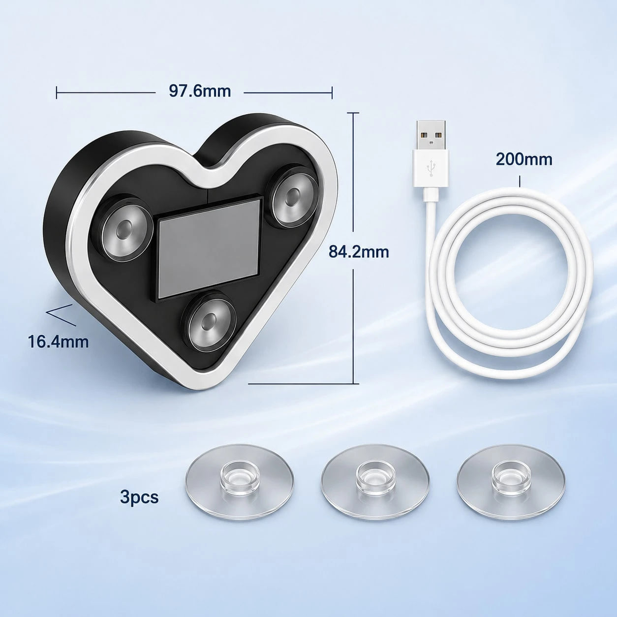 2-Pack LED Heart-Shaped Lights, 4 Colors, Romantic Ambient Lamp For Car, Bedroom, Party, USB/Solar Powered, Easy Installation, Perfect Gift For Couples, Women & Valentine's Day