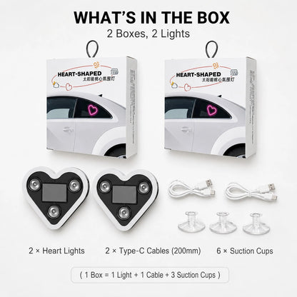 2-Pack LED Heart-Shaped Lights, 4 Colors, Romantic Ambient Lamp For Car, Bedroom, Party, USB/Solar Powered, Easy Installation, Perfect Gift For Couples, Women & Valentine's Day