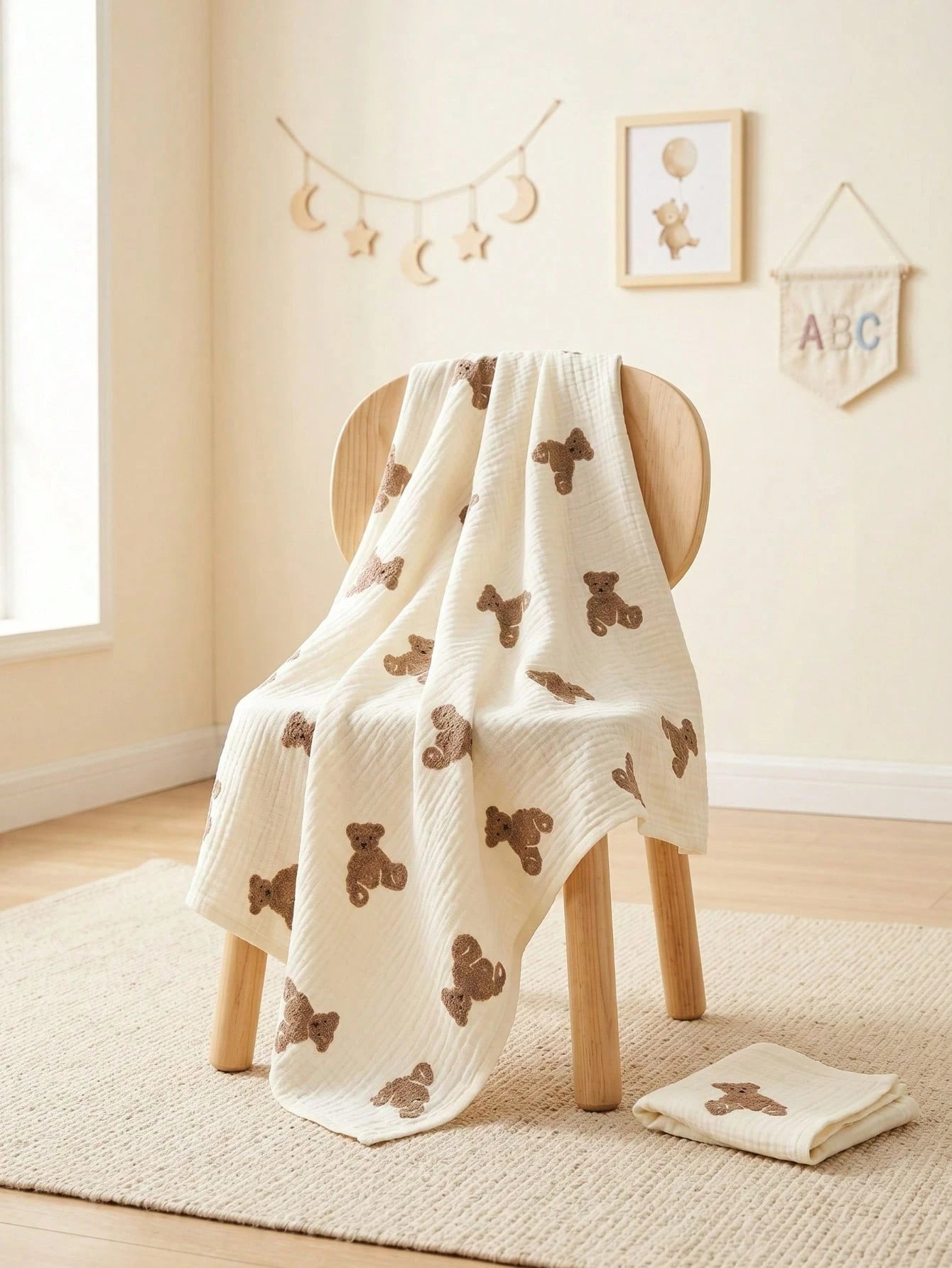 2-Pack Muslin Swaddle Blanket & Washcloth Set, 100% Cotton 40x40" Receiving Blanket, Soft Breathable Unisex Newborn Baby Shower Gift
