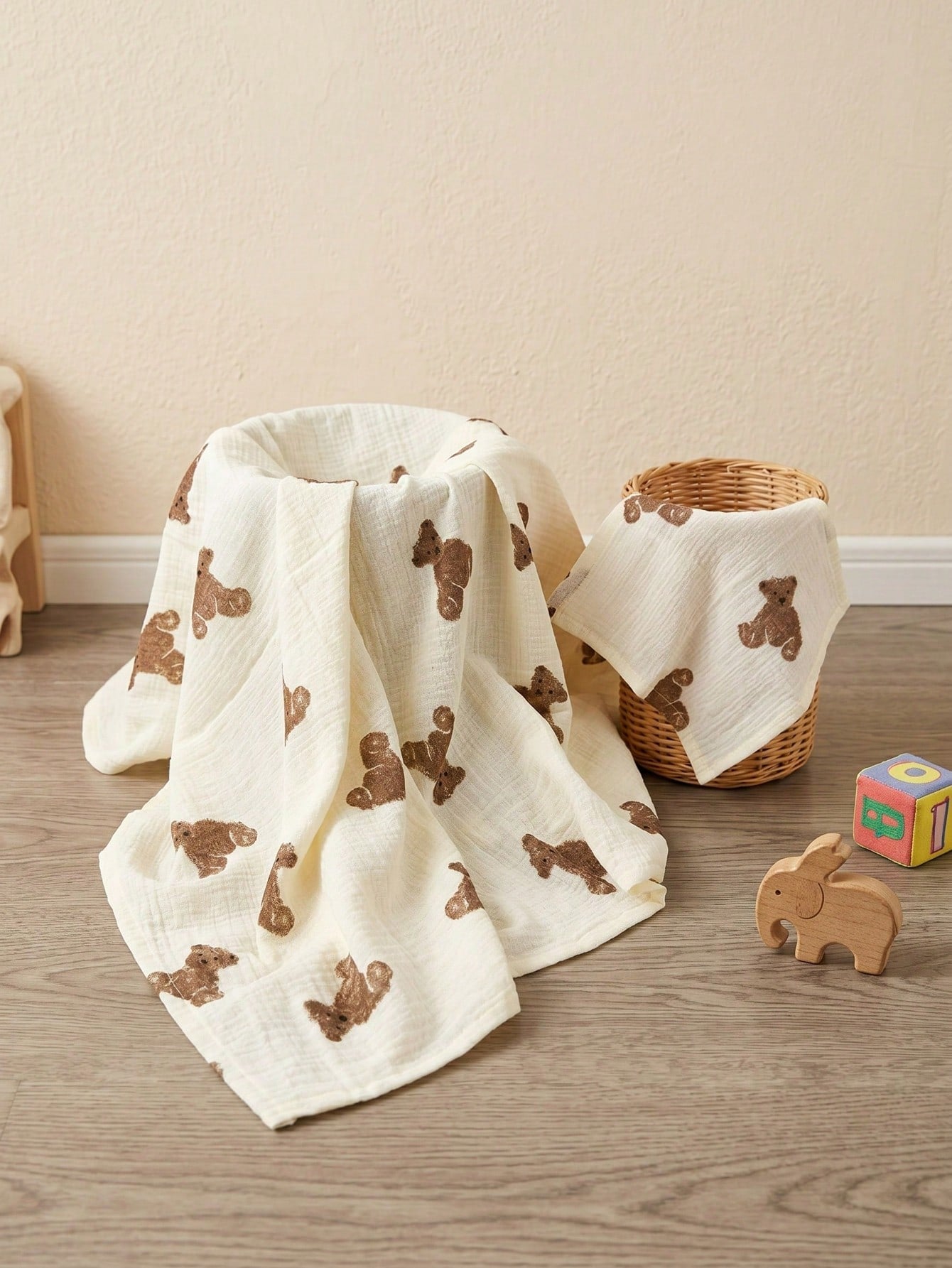 2-Pack Muslin Swaddle Blanket & Washcloth Set, 100% Cotton 40x40" Receiving Blanket, Soft Breathable Unisex Newborn Baby Shower Gift