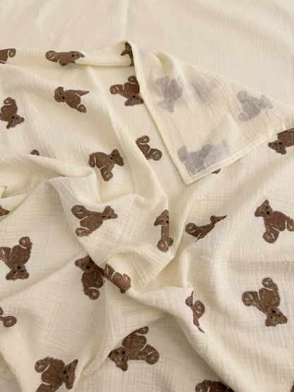 2-Pack Muslin Swaddle Blanket & Washcloth Set, 100% Cotton 40x40" Receiving Blanket, Soft Breathable Unisex Newborn Baby Shower Gift