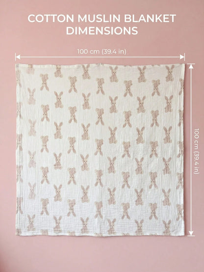2-Pack Muslin Swaddle Blanket & Washcloth Set, 100% Cotton 40x40" Receiving Blanket, Soft Breathable Unisex Newborn Baby Shower Gift