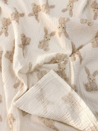 2-Pack Muslin Swaddle Blanket & Washcloth Set, 100% Cotton 40x40" Receiving Blanket, Soft Breathable Unisex Newborn Baby Shower Gift