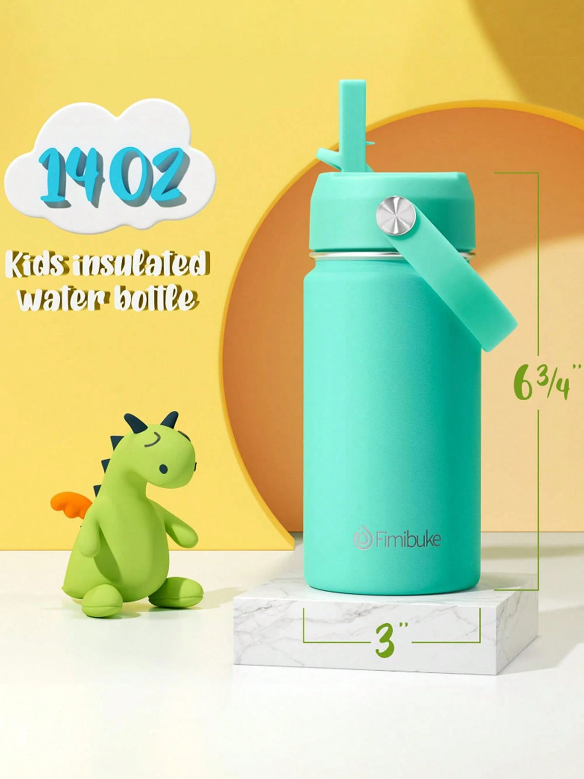 2 Packs 14oz Kids Water Bottle, 18/8 Stainless Steel Insulated Water Bottle Kids Cup With Straws Leak-Proof, Back To School